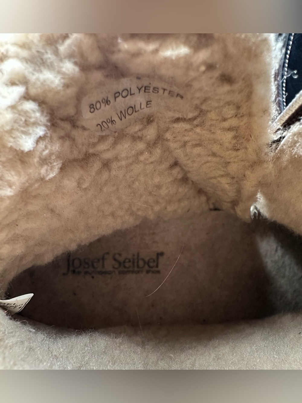 Josef Seibel Maren 07 Black Navy Leather Chelsea Ankle Boots Wool Cuff Winter 10 - Picture 12 of 13